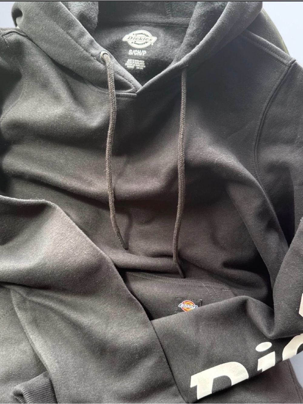 NWT Women’s size Small & XL Dickies Black Pullover Hoodie with White Logo Accent